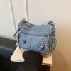 2026 Bolso de Hombro Individual Estilo Perezoso Retro de Mezclilla Nuevo para Mujer, Mochila Pequeña para Viajes y Desplazamientos, Bolso Cruzado Casual Ligero