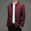 Chaqueta de primavera y otoño para hombre estilo business casual, abrigo ejecutivo para padre de mediana edad, color liso, cuello de solapa, chaqueta con cremallera