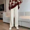 2025 Nuevos Pantalones Casuales de Chenilla de Cintura Alta Otoño e Invierno Nuevos Pantalones de Pana de Pierna Ancha Sueltos Rectos con Caída para Mujer