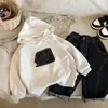 Sudadera con capucha elegante de otoño para niños, camisa de manga larga estilo coreano, nuevo diseño para niños pequeños y bebés