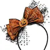Accesorios para el Cabello de Halloween Transfronterizos Diademas Sombrero de Calabaza Murciélago Araña Mago Diadema de Malla Puesto del Mercado Nocturno Diadema Luminosa