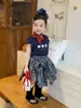Conjunto de Roupa para Meninas 26 Verão Huzhou Zhili Roupa Infantil Desenho Animado Kt Manga Curta + Calça Saia Xadrez Falsa Duas Peças