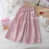 Calça Casual de Verão para Meninas Estilo Coreano Moda Solta Renda Calça de Perna Larga 2026 Calça Reta Leve Respirável para Meninas
