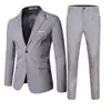 Comercio Exterior Transfronterizo Caliente en stock Traje traje talla extra Corte ajustado Color liso Vestido Traje casual para hombre Traje de dos piezas