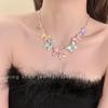 Collar de Mariposa Multicolor Exquisito de Lujo Ligero 2024 Nueva Cadena de Clavícula de Gama Alta Pendientes con Diseño Estilo Coreano