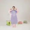 Impermeable infantil de color block morado y rosa, de una sola pieza largo con espacio para mochila, impermeable y a prueba de viento, para niños y niñas, estudiantes, poncho de lluvia para jardín de infantes
