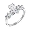 Anillo Corazón de Plata de Ley S925 con Circonita Transfronterizo Europeo y Americano Anillo de Plata de Ley de Gama Alta Nicho Fila de Anillos de Plata Trenzada con Diamantes