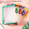 Bolsa de archivo A4 transparente Dopamine, gran capacidad, puede contener libros de texto, bolso de mano para estudiante con cremallera, bolsa de almacenamiento impermeable engrosada