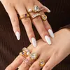 Anillo Incrustado con Circonita Geométrica, Anillo Abierto de Acero Inoxidable con Forma de Corazón, Cáscara de Diamante y Perla, Joyería Versátil Personalizable para Apilar