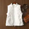 Pluma de Ganso Branco de Alta Qualidade 90%! Jaqueta Colete Acolchoado Sem Mangas com Zíper e Gola Alta 1K+ Quente na Bancada