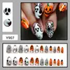 Doce e Legal Infantil Halloween Arte de Unha Escuro Horror Halloween Unhas Postiças Fantasma Abóbora Lanterna Teia de Aranha Adesivos de Unha