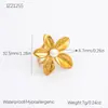 Anillos Europeos y Americanos de Acero Inoxidable con Incrustaciones de Flores, Perlas, Líneas Irregulares, Lazos, Joyería Simple y Elegante Chapada en Oro
