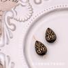 Pendientes antiguos vintage ovalados con relieve de cabeza de belleza, cuentas doradas en forma de lágrima, accesorios de joyería para manualidades