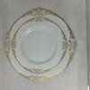 Juego de platos llanos blancos estampados en oro Plato desechable Patrón de dragón Borde dorado negro Plato en relieve Plástico duro PS Vajilla de exportación