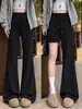 Calça Esportiva Preta Micro-flare Feminina 2026 Nova Outono Cintura Alta Emagrecedora Flare Boca de Sino Casual Petite Calça de Moletom Flare
