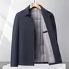 Nueva colección de invierno: Chaqueta de negocios elegante y cálida para hombre con cuello solapa, abrigo de algodón acolchado para hombres de mediana edad y mayores, prenda exterior engrosada y aislante para papás