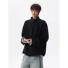 Camisa de Manga Larga con Botones y Cuello Mao Irregular para Hombre, Temporada de Primavera, Talla Grande, Marca de Moda, Top Pulóver de Corte Holgado