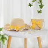 Sombrero de Verano para Niños Sombrero de Paja Bolso Pequeño Lazo Dulce Lindo Niña Parasol Sombrero para el Sol Traje de Bolso Nuevo