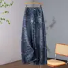 Jeans de Pierna Ancha para Mujer Nueva Moda Otoño 2026 Jacquard Colorido Corte Holgado Pantalones de Pierna Ancha Adelgazantes para Figuras de Pera