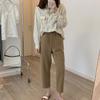 Pantalones Harem de Lana para Mujer Otoño e Invierno Casual Elásticos de Cintura Alta Corte Holgado Adelgazante Bolsillo Lateral Pantalones Cónicos de Nueve Puntos No Reembolsables Ni Intercambiables