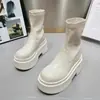Botas de Moda Estilo Coreano con Suela Mochi para Mujer Impermeables Plataforma Suela Gruesa Botas Cortas para Bajitas de Moda Elásticas Versátiles Botas Adelgazantes
