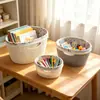 Cesta de armazenamento em tecido trançado de imitação de rattan, cesta de armazenamento trançada para itens diversos de mesa em casa, cesta de armazenamento de brinquedos e roupas