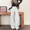 Traje Blanco Pantalones de Pierna Ancha 2026 Otoño Temprano Nueva Moda para Mujer Estilo de Lujo Ligero de Gama Alta Alargadores de Piernas Adelgazantes Pantalones Rectos de Cintura Alta