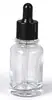 Em estoque Frasco de vidro transparente de 30ml com conta-gotas escalonado para base líquida, óleo essencial e sérum