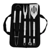Amazon Mais Vendido Aço Inoxidável Ferramentas de Churrasco ao Ar Livre Bolsa de Pano Clipe de Grelha BBQ Pá Garfo Placa Estojo de Alumínio Conjunto Combinado