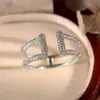 Anillo de Joyería con Incrustaciones de Cobre y Circonita Xiyin Temu Transfronterizo para Mujer Anillo Abierto de Plata Chapada en Oro con Circonita Completa Anillo
