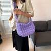 Bolsa de Nuvem Bordada com Linhas Aneladas Bolsa de Algodão Bolsa de Ombro Plissada Distinta Bolsa Transversal Tendência Estilo Ocidental Bolsa Tendência para o Dia a Dia