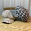 Gorro Octagonal de Espiga Izquierdo-Inferior para Mujer, Moderno y Versátil, Gorro Retro Estilo Pintor Británico para Otoño e Invierno, Gorro Moderno y Versátil Estilo Coreano