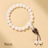 Pulsera Bodhi de Jade Blanco Natural Colgante de Loto Tallado Cuentas Redondas Círculo Único Alrededor del Dedo Cuentas Budistas Suaves Rosario de Mano