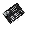 Set de Parrilla de Acero Inoxidable Transfronterizo, Set de 3 Piezas de Utensilios para Parrilla en Caja de Aluminio, Set de 6 Piezas de Herramientas para Barbacoa al Aire Libre, 5 Piezas con Mangos de Tubo Pequeño