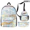Nuevo producto 3D Sanrio Big-eareD Dog Cinnamon Dog Cinnamoroll Mochila escolar Bolso bandolera Estuche para lápices Conjunto de tres piezas
