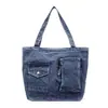 Bolsa de ganga estilosa de grande capacidade para estudantes mulheres, versão coreana, bolsa tote de ombro simples e de alta moda