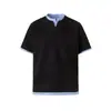 Camiseta de cinco mangas para hombre Estilo Retro Japonés para Hombre Falsa de Dos Piezas Cuello en V Manga Corta Verano Holgada Estilo Old Money Atuendo Media Manga
