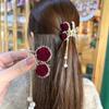 Agite o som da mesma explosão versão atualizada das estrelas rosa vermelha cereja franja grampo de garra headdress de Ano Novo Chinês grampo de cabelo