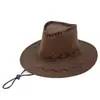 Chapéu de Cavaleiro Americano Cowboy Ocidental Chapéu de Sol de Palco para Homens e Mulheres Chapéu de Cavaleiro Casual da Pradaria Mongol Chapéu de Viagem