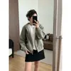 Otoño 2026 380g Peso Alto Doble Cremallera Chaqueta de Malla para Mujer Primavera y Otoño Holgada Casual Cárdigan con Capucha