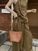 2026 Nuevo Bolso Cesta Tejida de Piel de Oveja, Bolso de Hombro de Cuero Genuino de Gama Alta de Nicho, Bolso Tote Vintage para Mujer, Venta al por Mayor de Fábrica