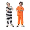Disfraz Naranja de Prisionero para Adulto de Halloween Disfraz de Preso Disfraz de Prisionero Rayado Blanco y Negro Disfraz de Preso Juego de Rol Niño Prisionero