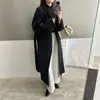 Abrigo de Lana de Doble Cara con Cuello Alto, Cinturón, Estilo Coreano, Temperamento Casual, Otoño/Invierno, Marca Grande, Abrigo Largo Grueso y Cálido