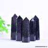 Columna de Cristal Natural Piedra de Arena Azul Dorado Columna de Cristal Molienda de Piedra Original Punta Única Seis Prismas Piedra de Arena Azul Adornos de Columna de Cristal