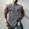 Comércio Exterior Transfronteiriço Colete Masculino Sem Mangas Esportivo Solto Padrão de Personalidade Verão Casual Colete de Gola Redonda