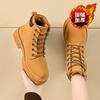 Botas de Invierno de Terciopelo de Caña Alta 2025 para Mujer Estilo Coreano Versátiles que Aumentan la Altura Botines Gruesos Cálidos Zapatos de Algodón Botas de Nieve para Mujer