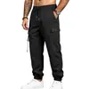 2026 Amazon Más Vendido Otoño Sencillo Retro Americano Gabardina Casual para Viajar Pantalones Jogger Cargo de Múltiples Bolsillos