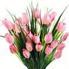 Pequeño Ramo de Flores Artificiales de Tulipán de 5 Cabezas, Flores Falsas para Boda Transfronteriza, Decoración de Celebración en Casa, Ramo Artificial para Exterior