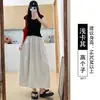 Saia Média de Trabalho Estilo Montanha para Mulheres, Saia Fina de Verão Plus Size para Figuras Curvilíneas, Saia Evasê Floral de Abóbora de Comprimento Médio que Esconde a Barriga
