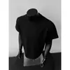 Camiseta Masculina de Verão com Manga Curta e Costura Americana no Ombro Direito Marca Tendência Nicho Alta Qualidade Pesada Cor Pura Solta Casual Meia-Manga